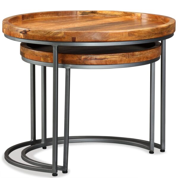 Iron Wooden Side Table Set of 2