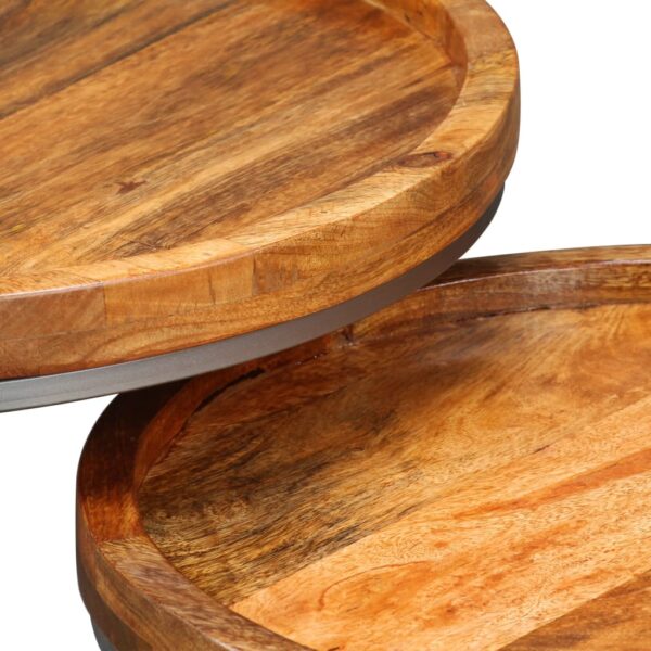 Iron Wooden Side Table Set of 2 - Image 3