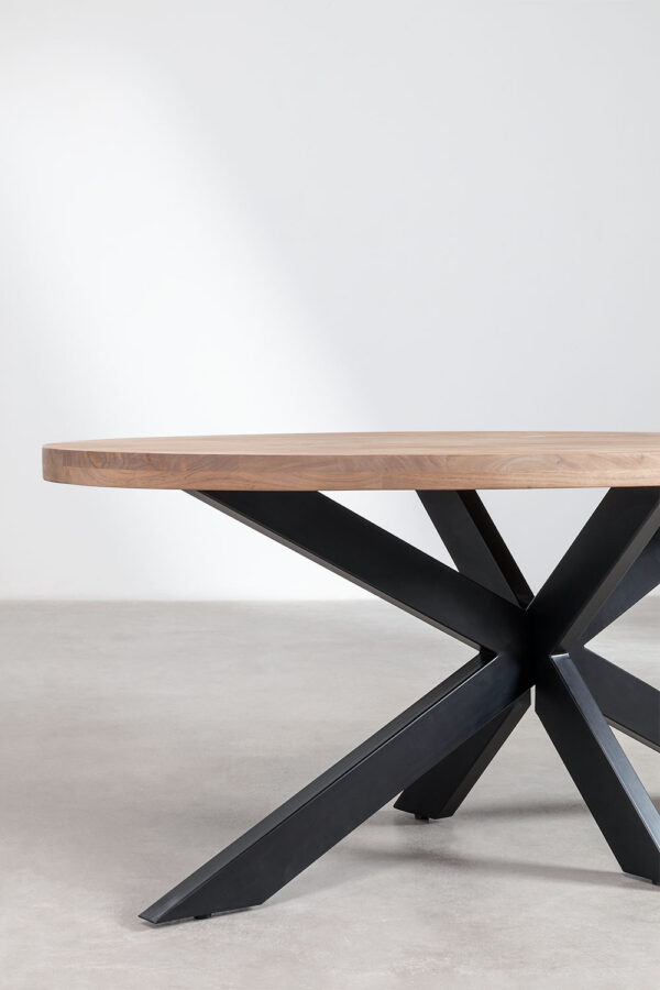 Wooden Live Edge Top Iron Base Dining Table - Image 2