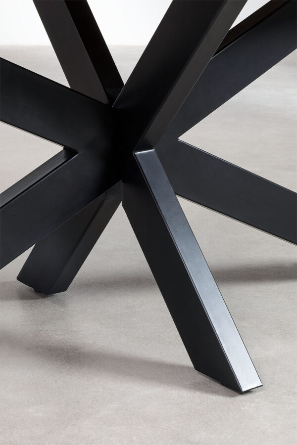 Wooden Live Edge Top Iron Base Dining Table - Image 3